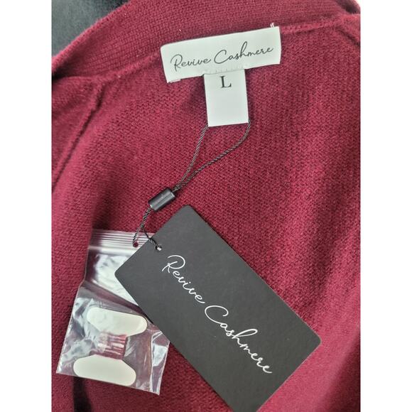 Revive Cashmere Women's Merlot Wool Cashmere Raglan Midi Cardigan Sweater L - Picture 9 of 10